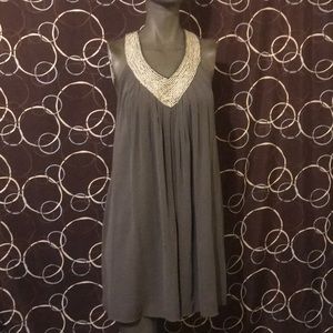 Alicia and Olivia dress grey with sequined t-strap